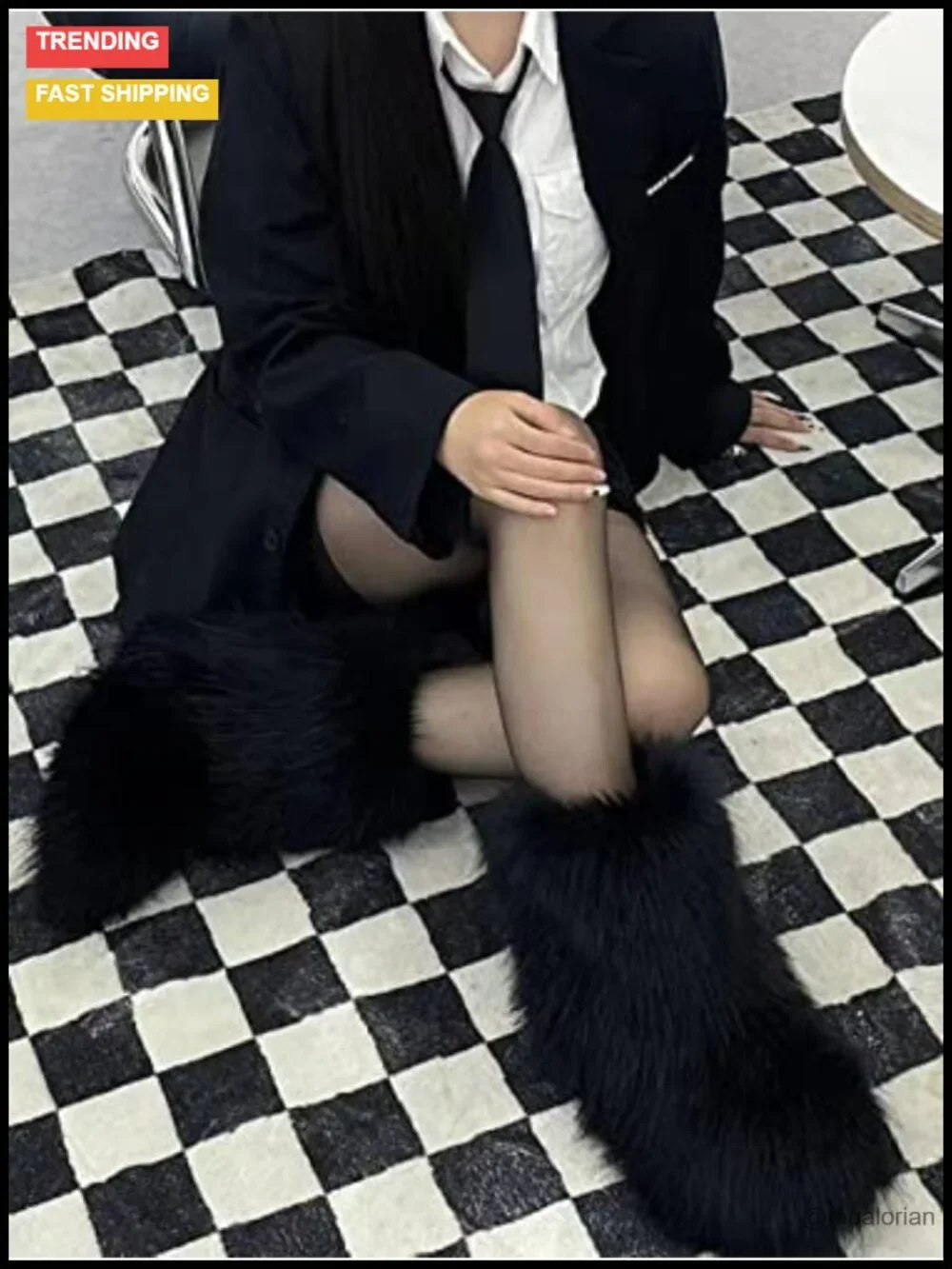 Faux Fur Fluffy Warm Snow Boots Mid Calf Winter Shoes